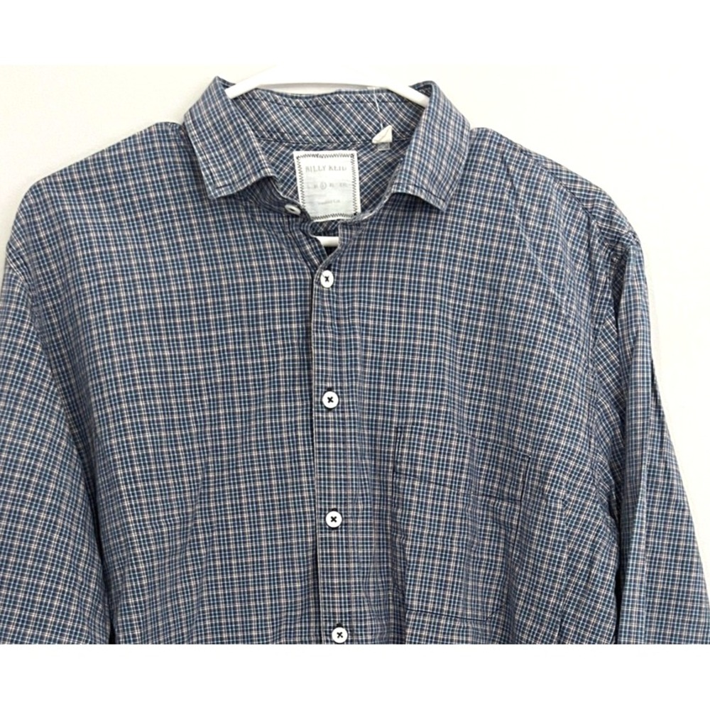 Billy Reid Shirt Mens L Plaid/Check Button Down Cotton Long Sleeve Standard Cut